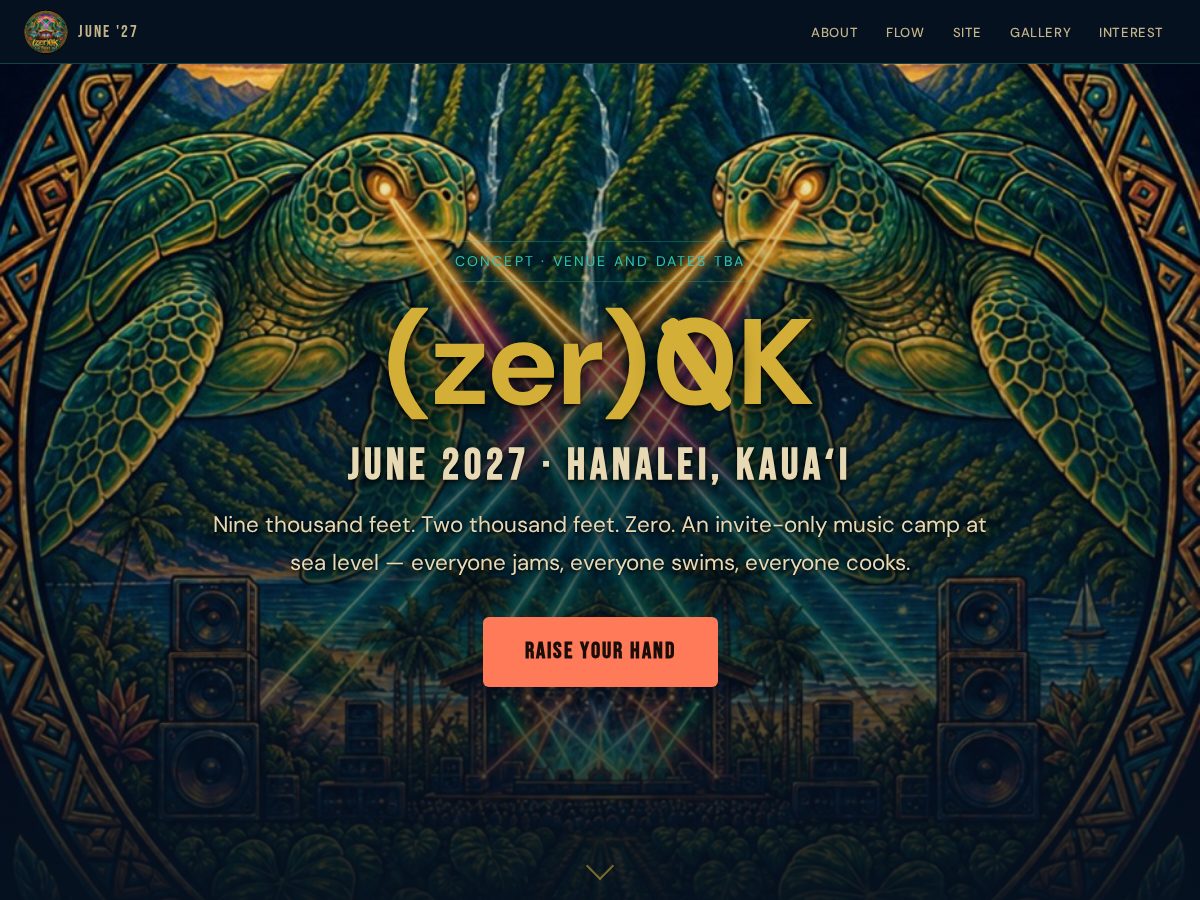 Landing-page snapshot of zerokfest.com