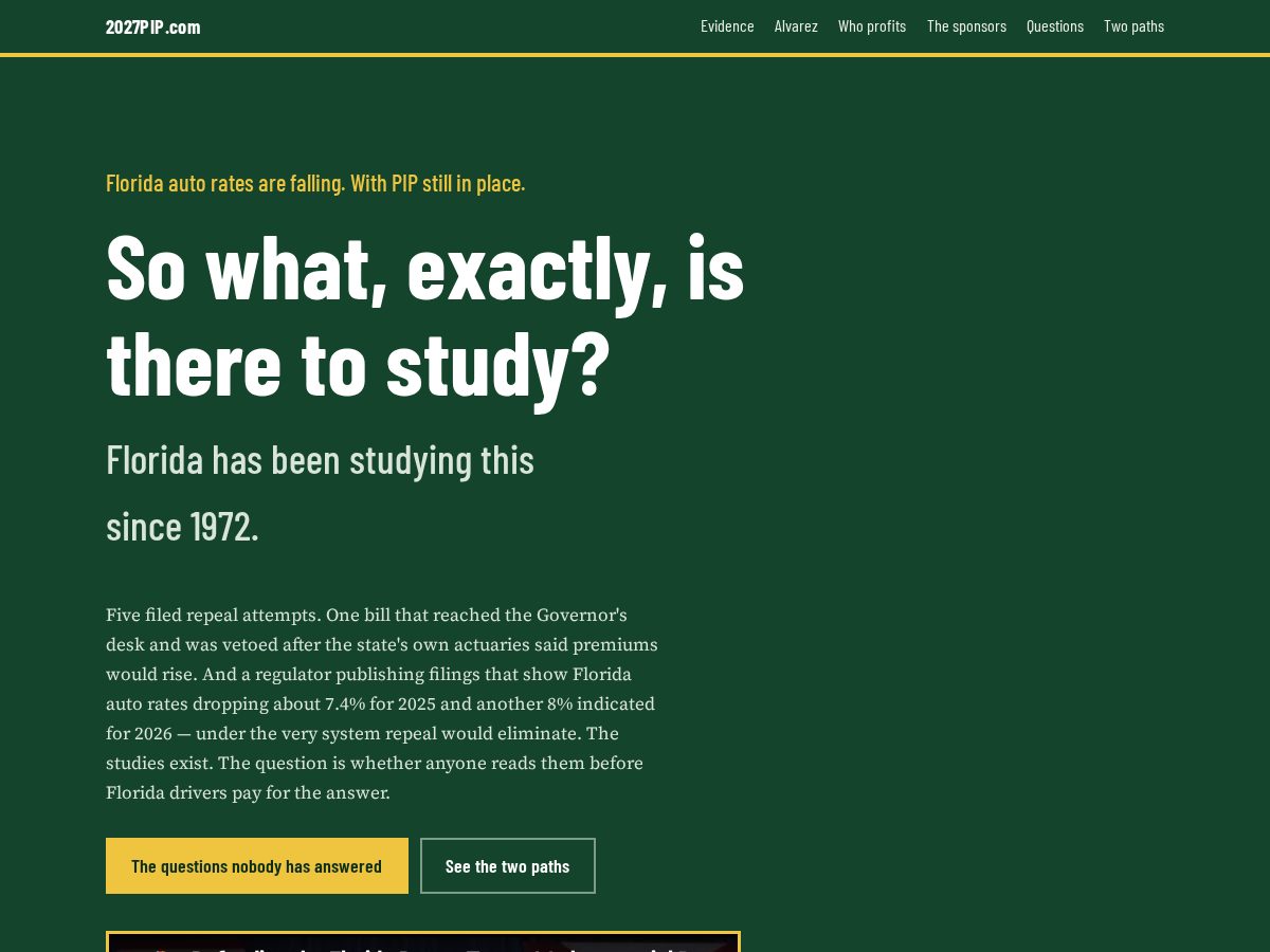 Landing-page snapshot of 2027pip.com