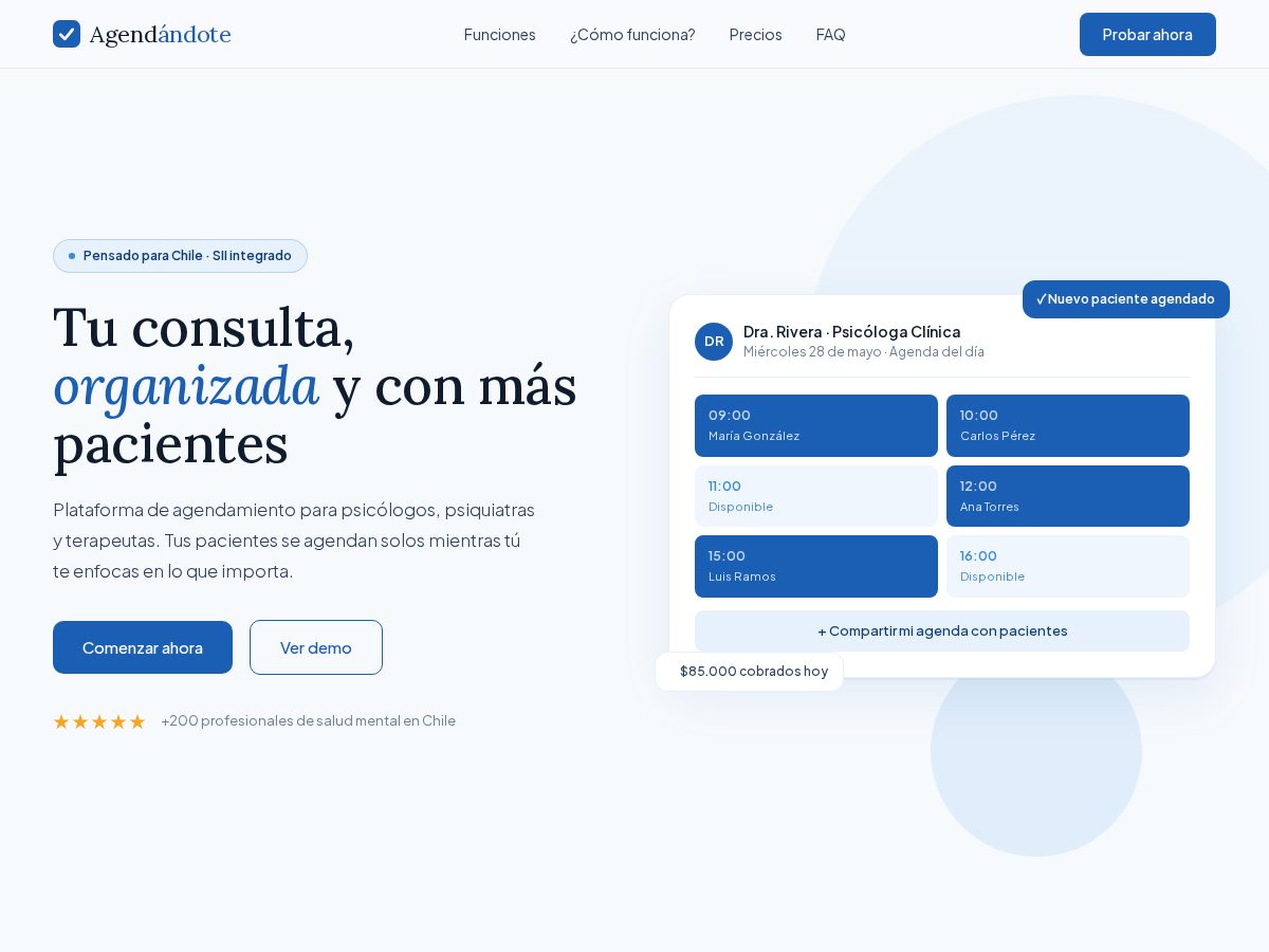 Landing-page snapshot of agendandote.com