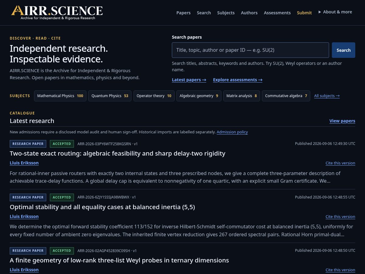 Landing-page snapshot of airr.science
