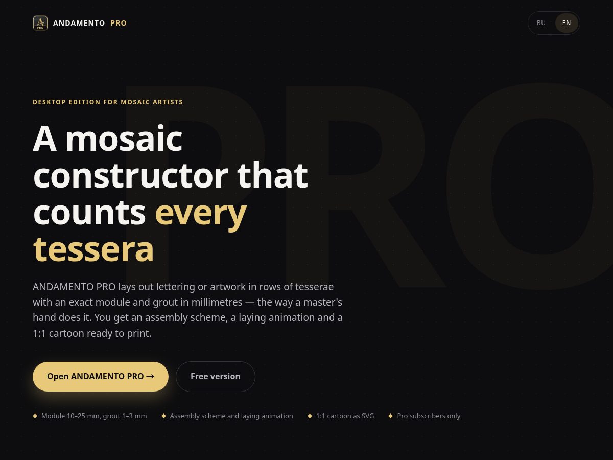 Landing-page snapshot of andamento.pro