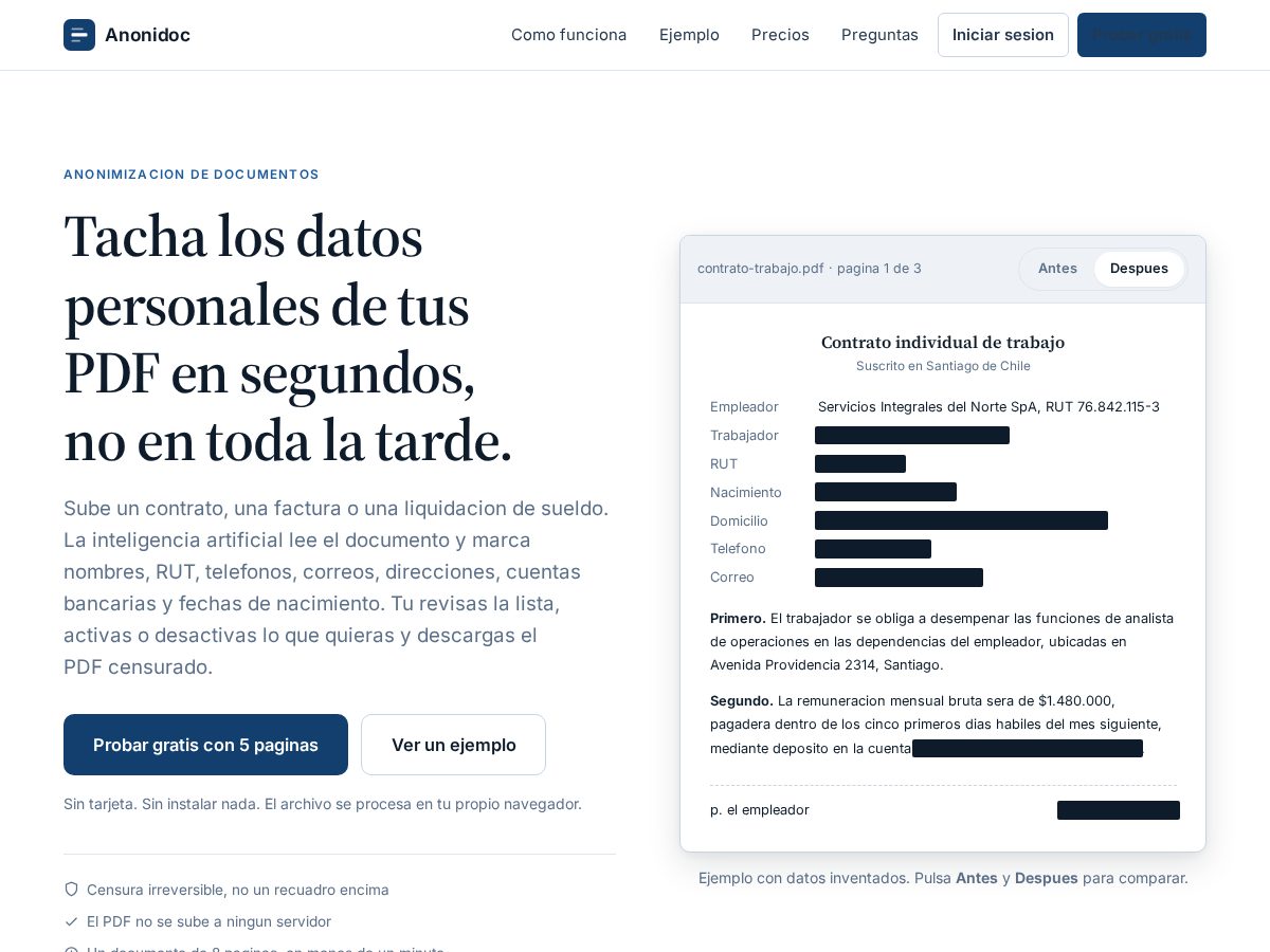 Landing-page snapshot of anonidoc.com