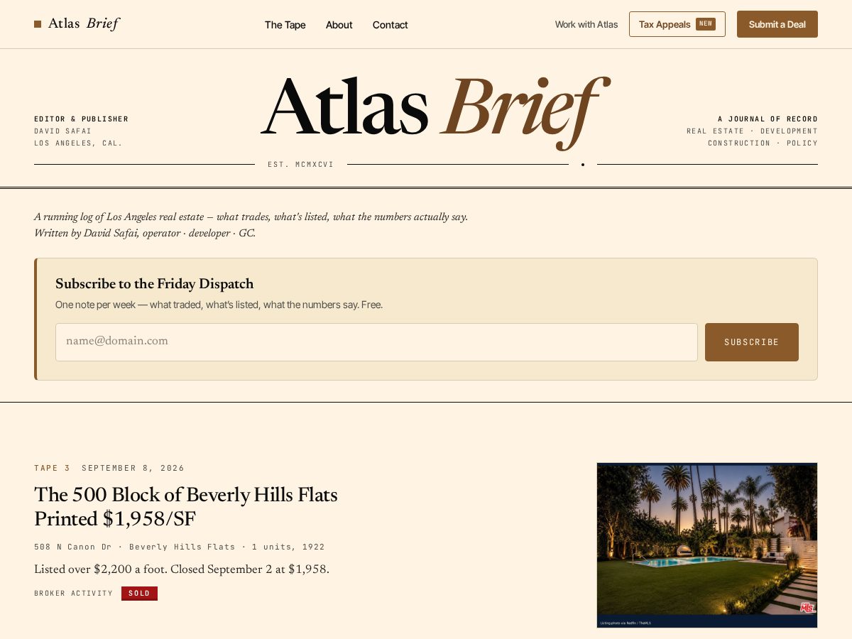 Landing-page snapshot of atlasbriefdaily.com