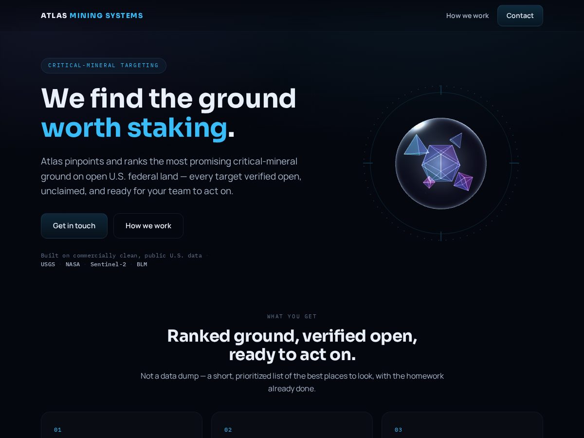 Landing-page snapshot of atlasminingsystems.com