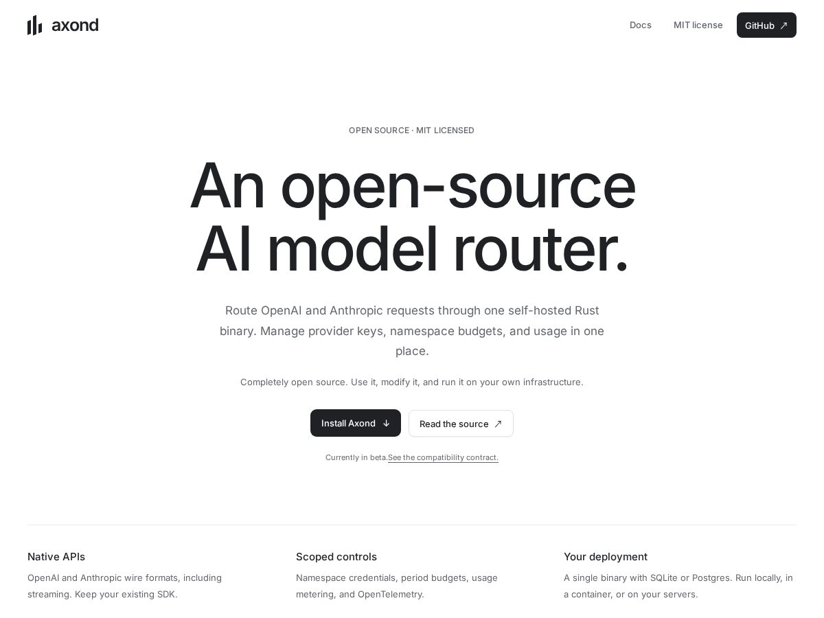 Landing-page snapshot of axond.dev