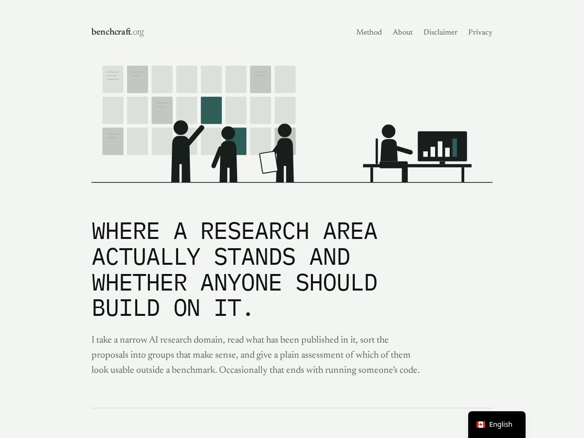 Landing-page snapshot of benchcraft.org