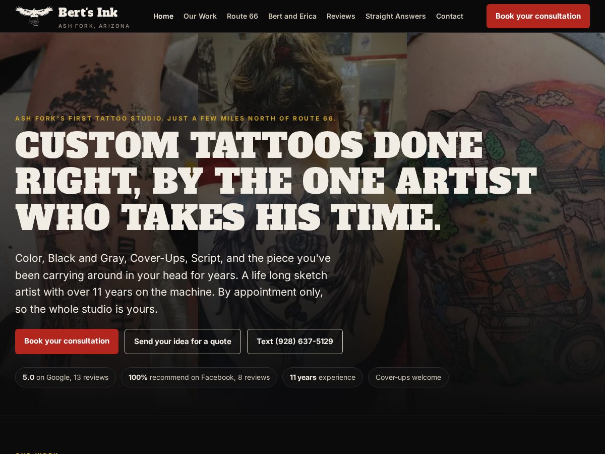 Landing-page snapshot of bertsink.com