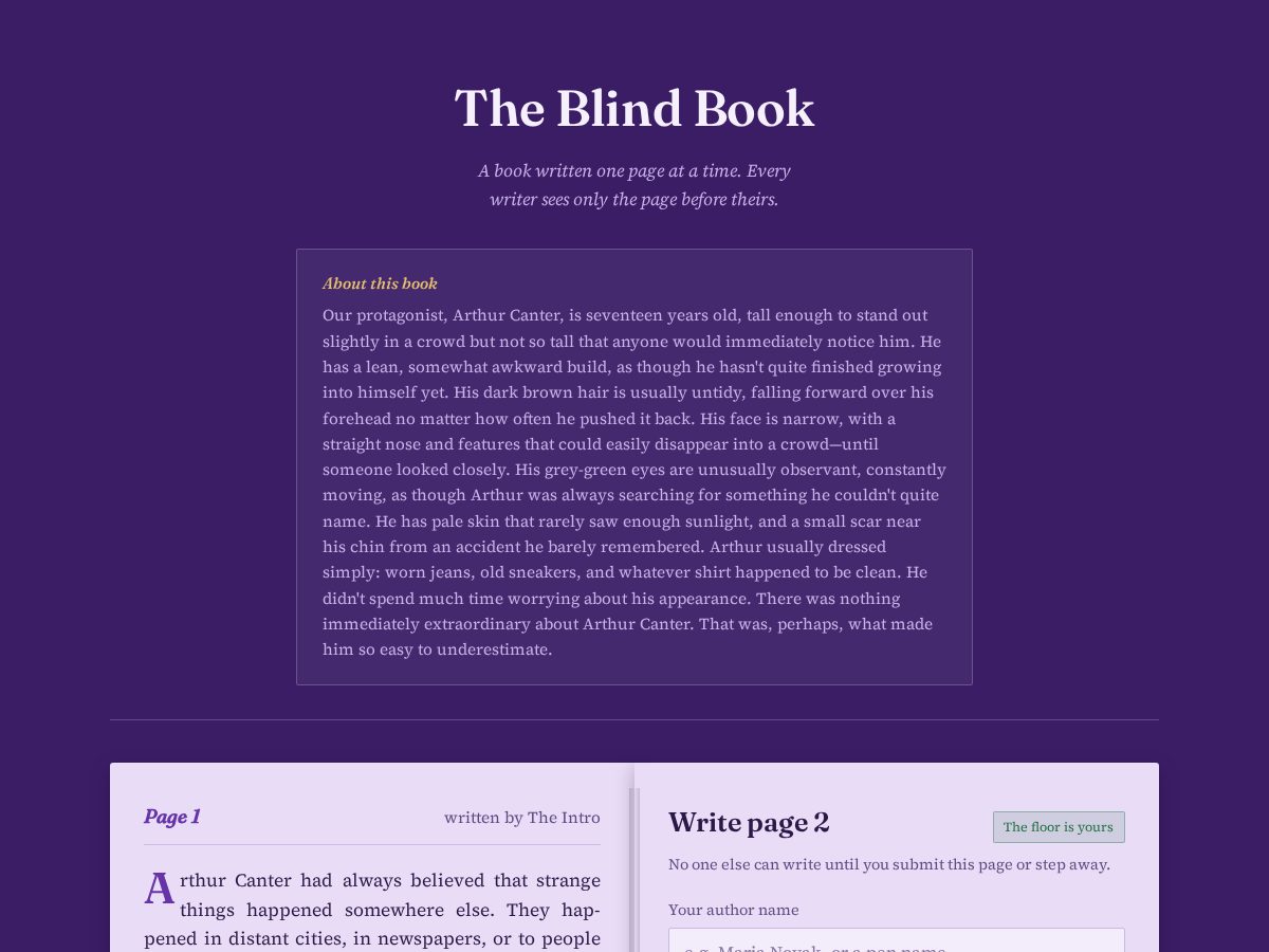 Landing-page snapshot of blindbook.lol