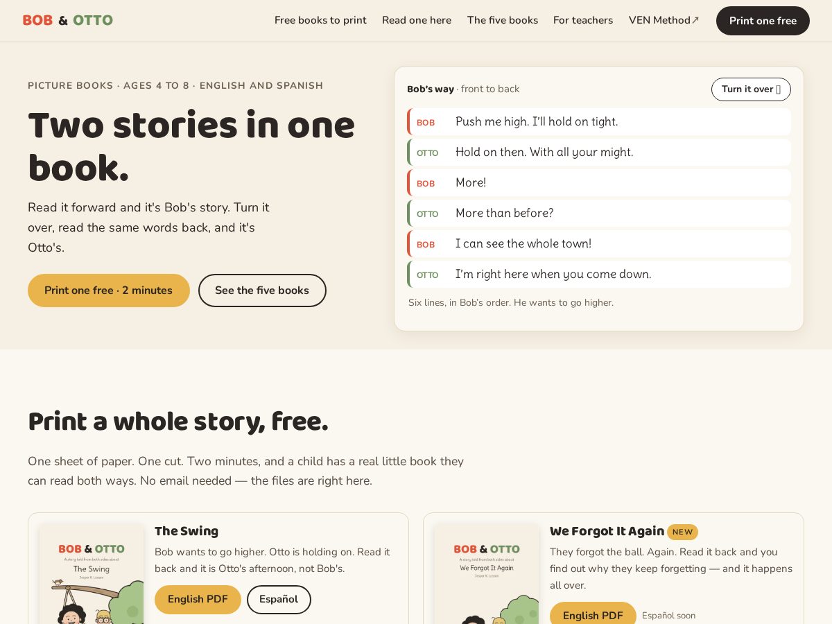 Landing-page snapshot of bobandotto.com