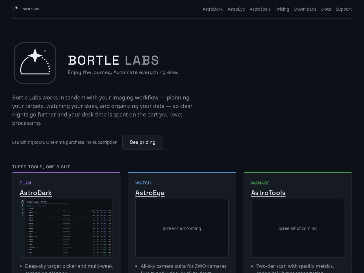 Landing-page snapshot of bortlelabs.com