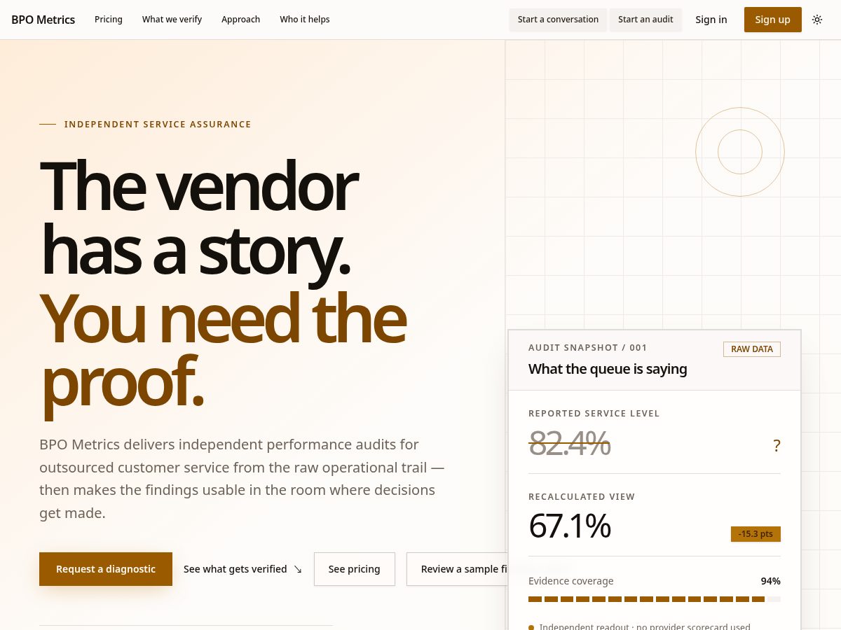 Landing-page snapshot of bpometrics.com