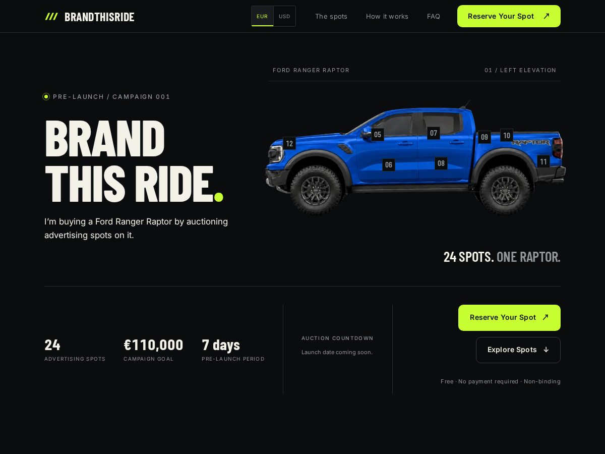 Landing-page snapshot of brandthisride.com