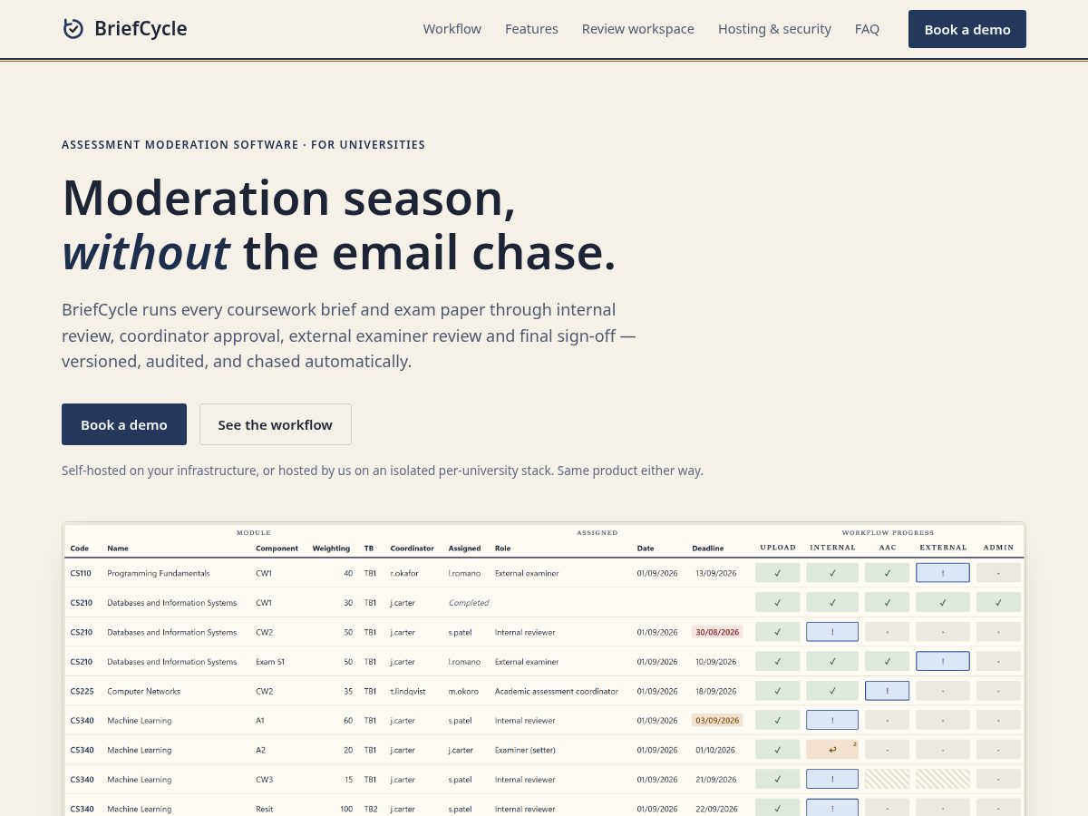 Landing-page snapshot of briefcycle.com