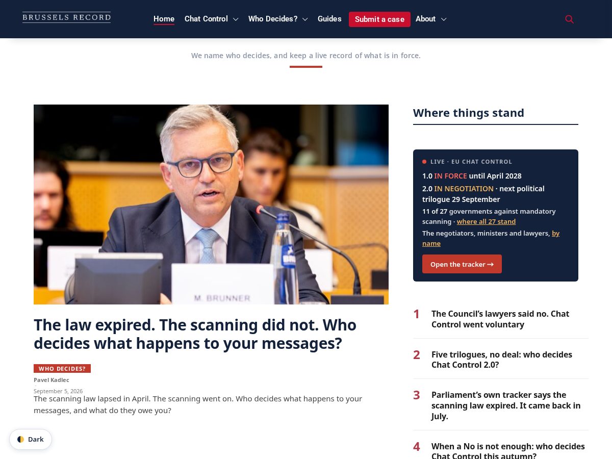 Landing-page snapshot of brusselsrecord.com