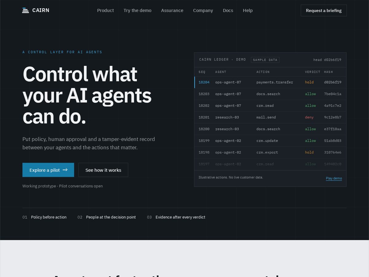 Landing-page snapshot of cairnintegrity.com