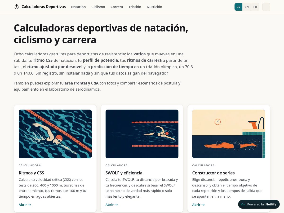 Landing-page snapshot of calculadorasdeportivas.com