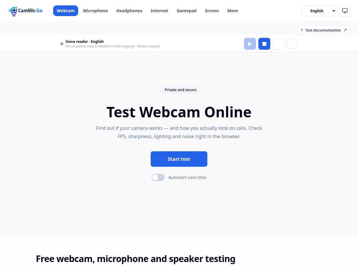 Landing-page snapshot of cammicgo.com