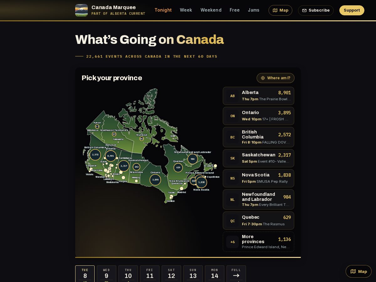Landing-page snapshot of canadamarquee.com
