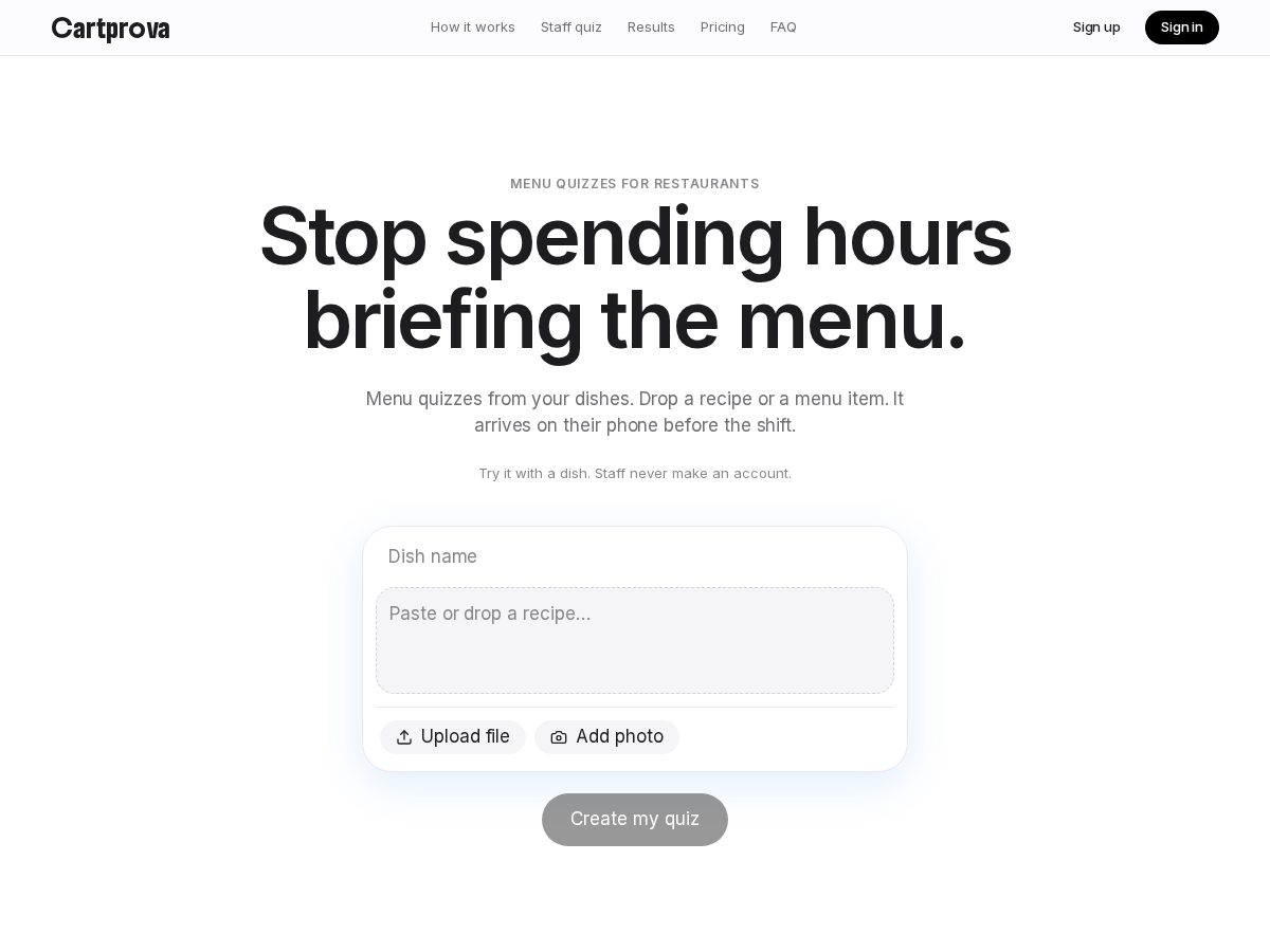 Landing-page snapshot of cartprova.com