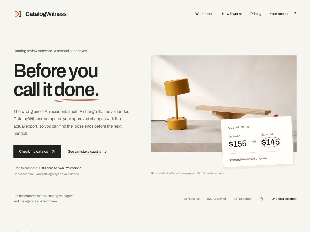 Landing-page snapshot of catalogwitness.com