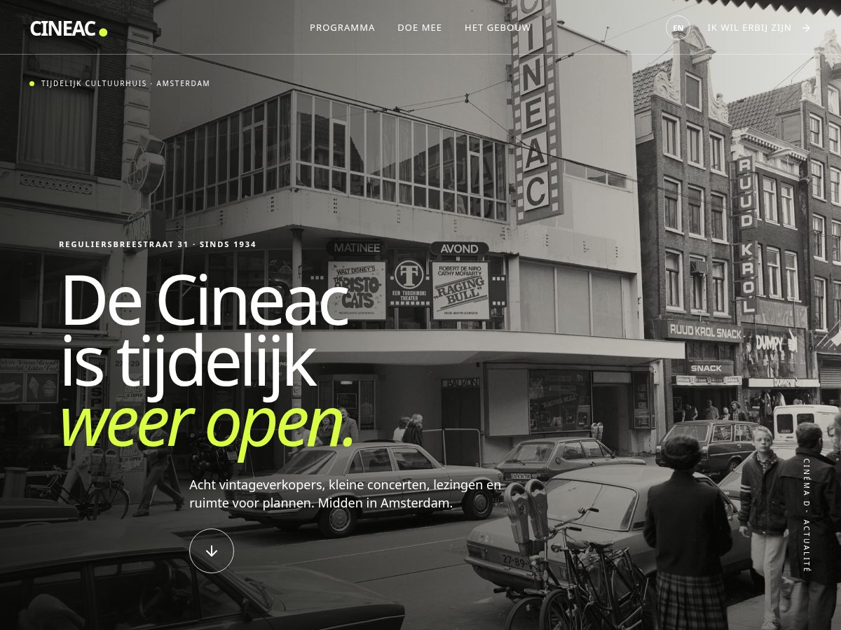 Landing-page snapshot of cineac.amsterdam