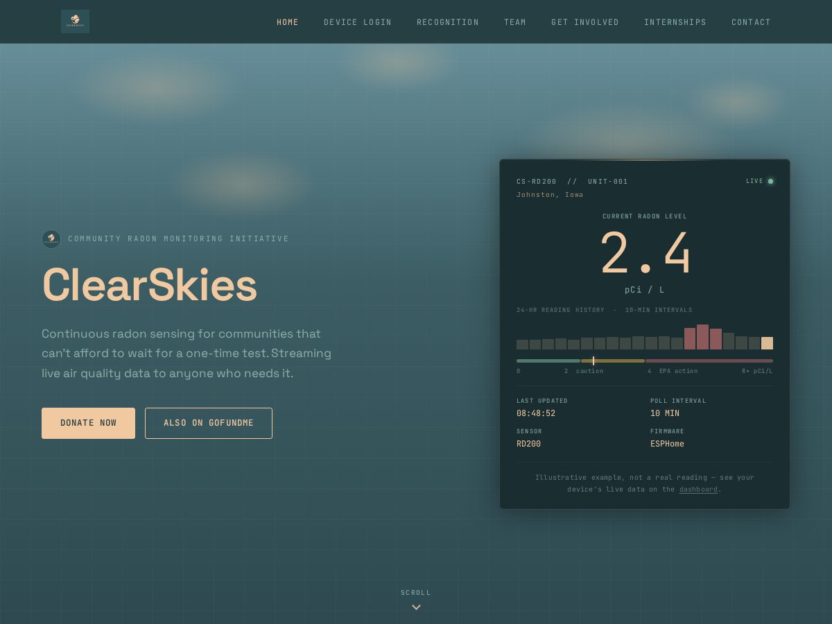 Landing-page snapshot of clearskiesus.org