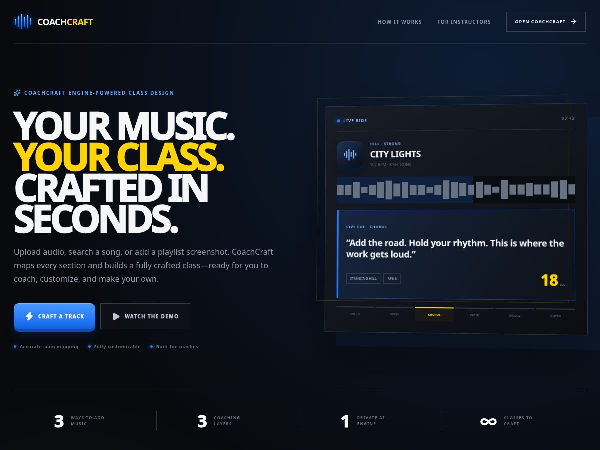 Landing-page snapshot of coachcraft.fit