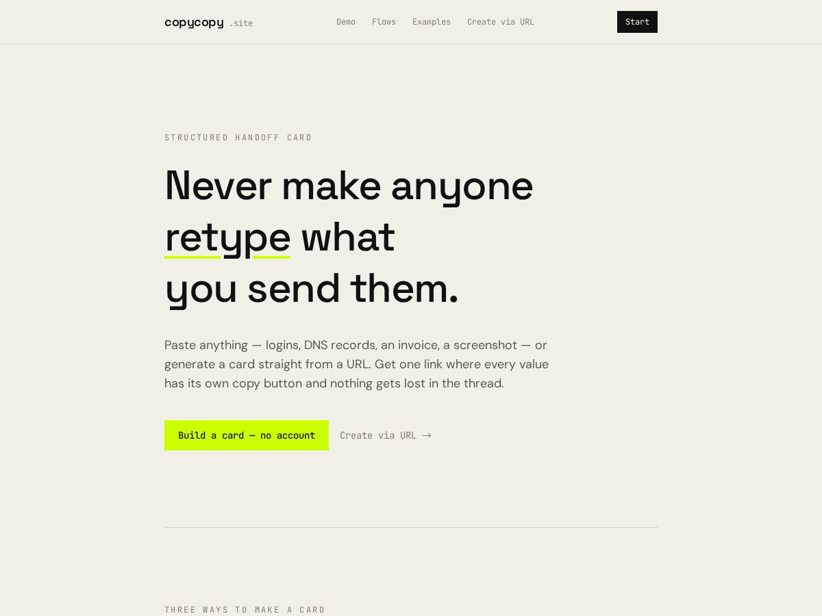 Landing-page snapshot of copycopy.site