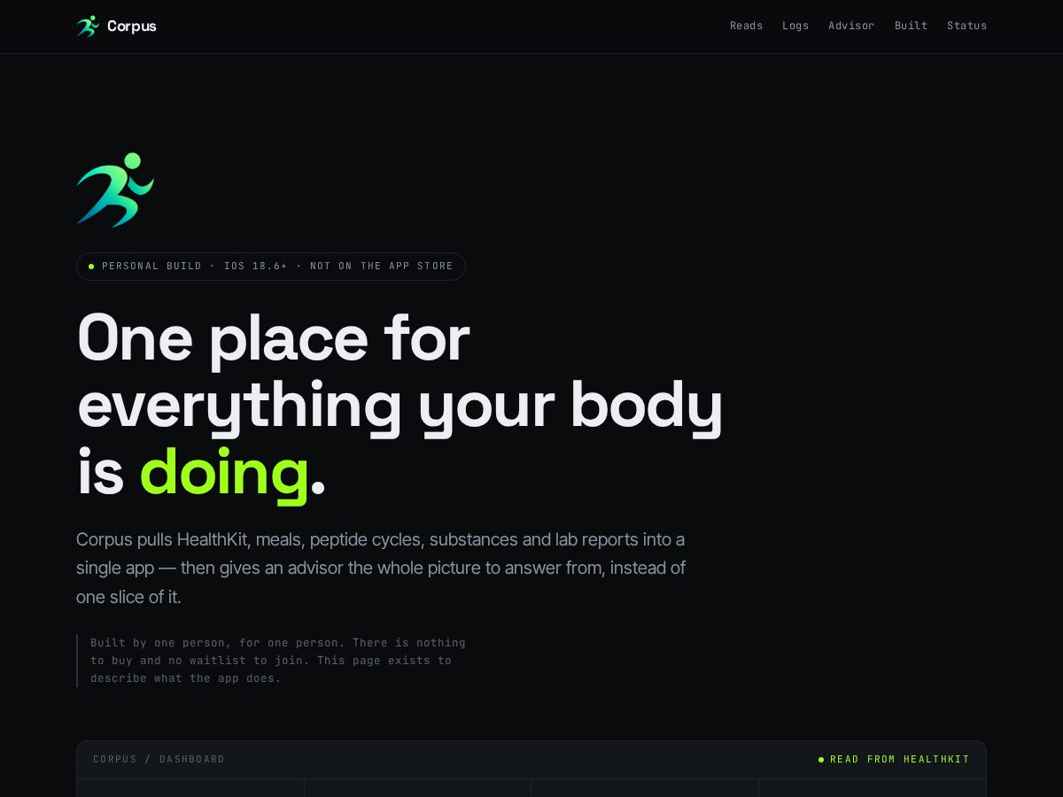 Landing-page snapshot of corpus.mobi