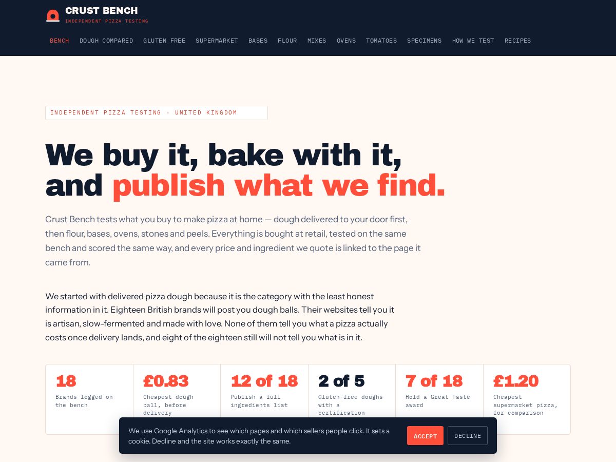 Landing-page snapshot of crustbench.com