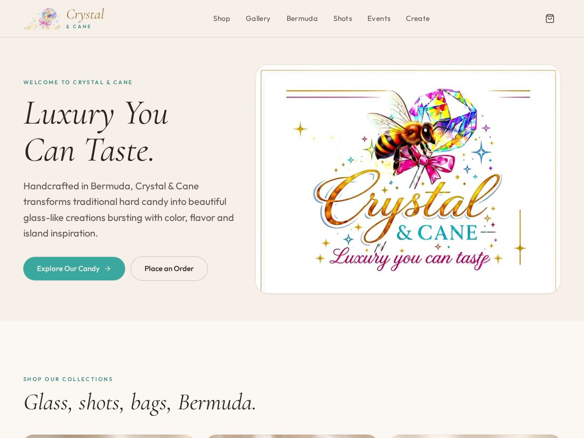 Landing-page snapshot of crystalandcane.com