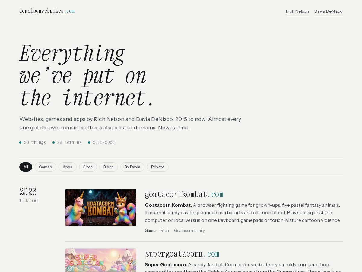 Landing-page snapshot of denelsonwebsites.com
