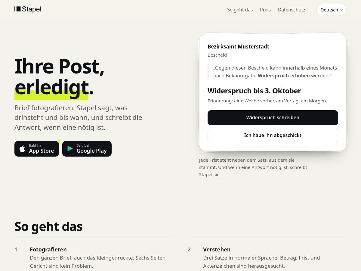 Landing-page snapshot of derstapel.com