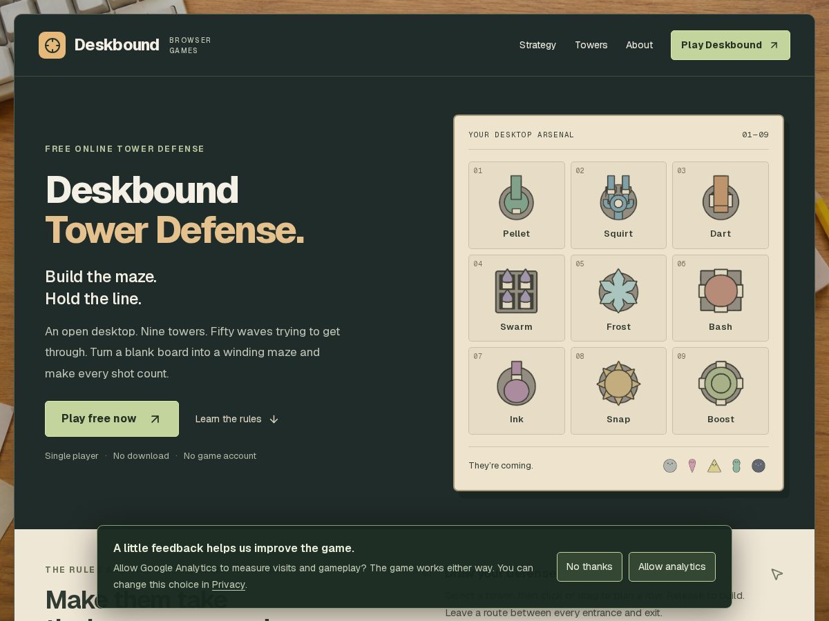 Landing-page snapshot of deskboundtd.com
