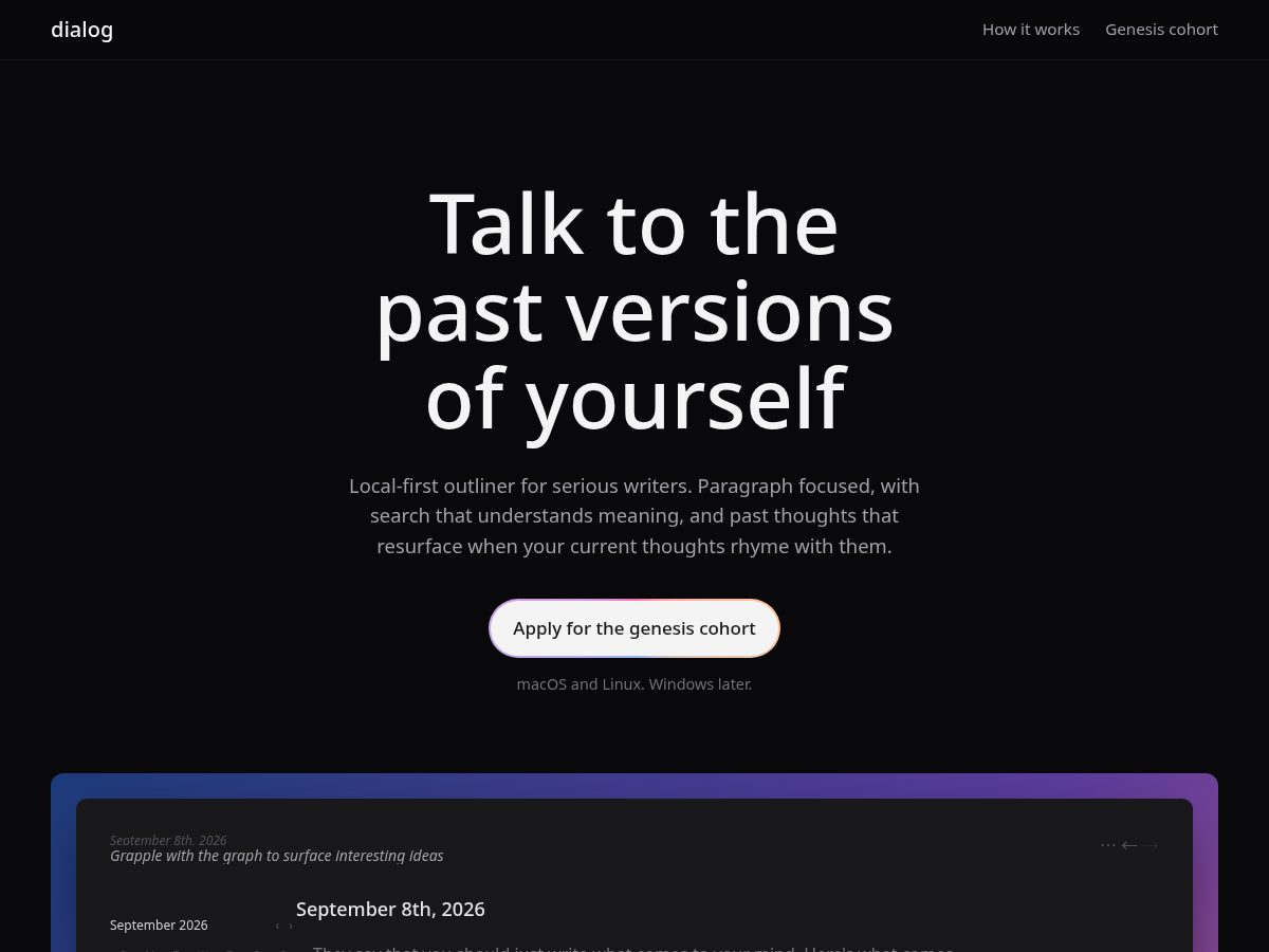 Landing-page snapshot of dialog.software