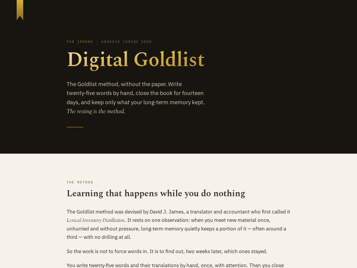 Landing-page snapshot of digitalgoldlist.com