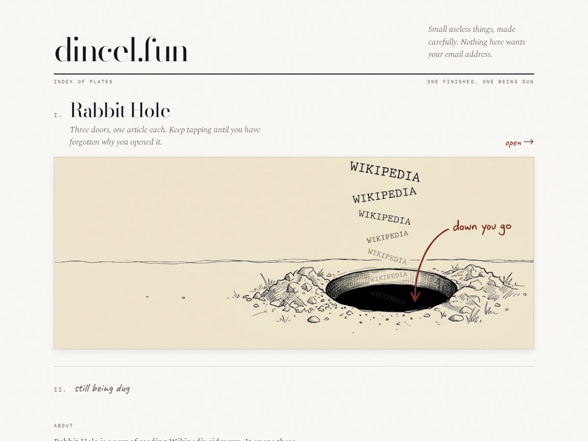 Landing-page snapshot of dincel.fun