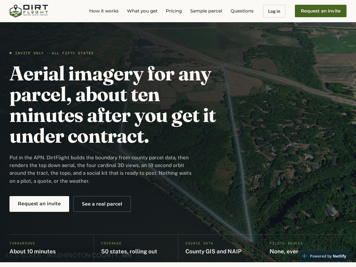 Landing-page snapshot of dirtflight.com
