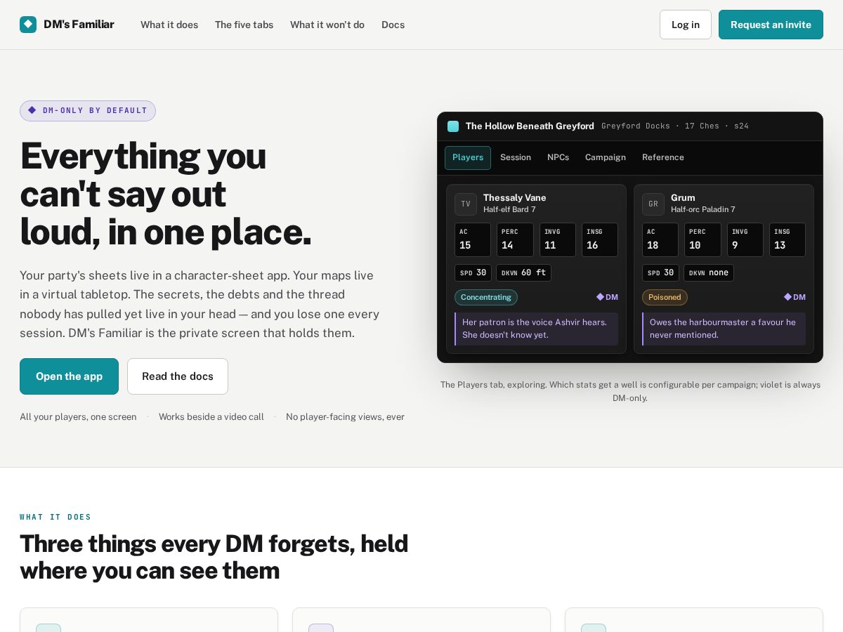 Landing-page snapshot of dmfamiliar.com
