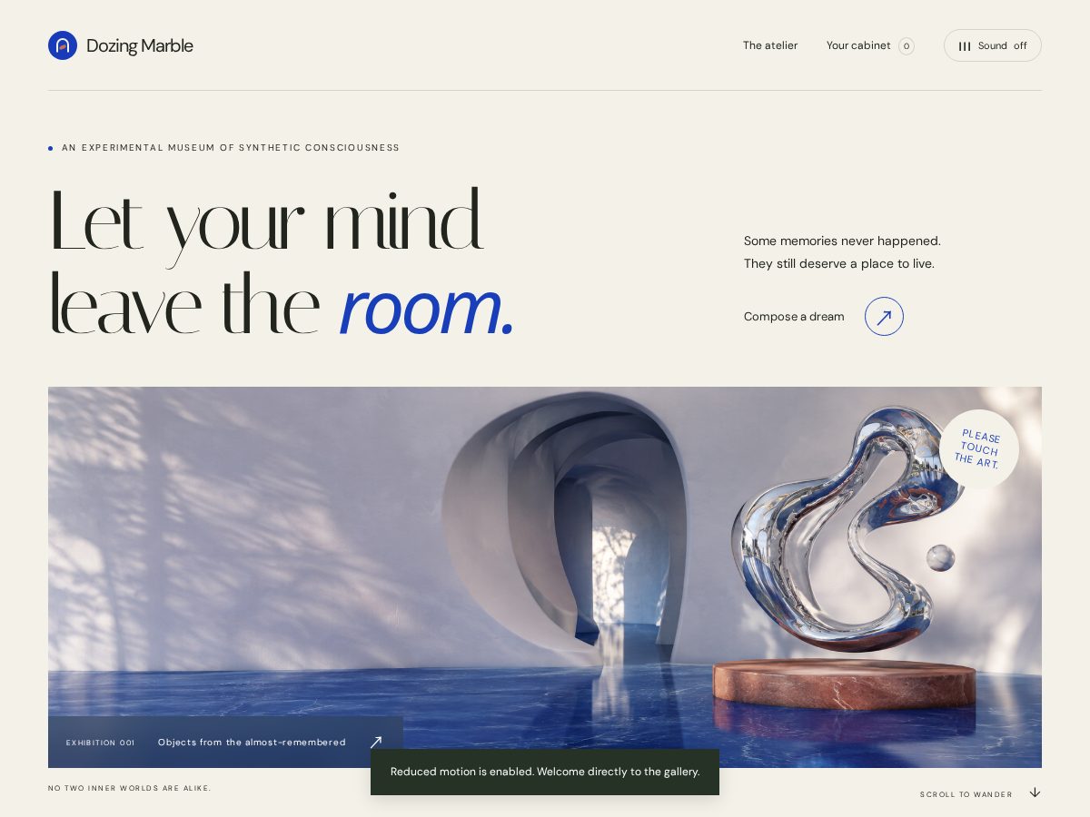 Landing-page snapshot of dozingmarble.xyz