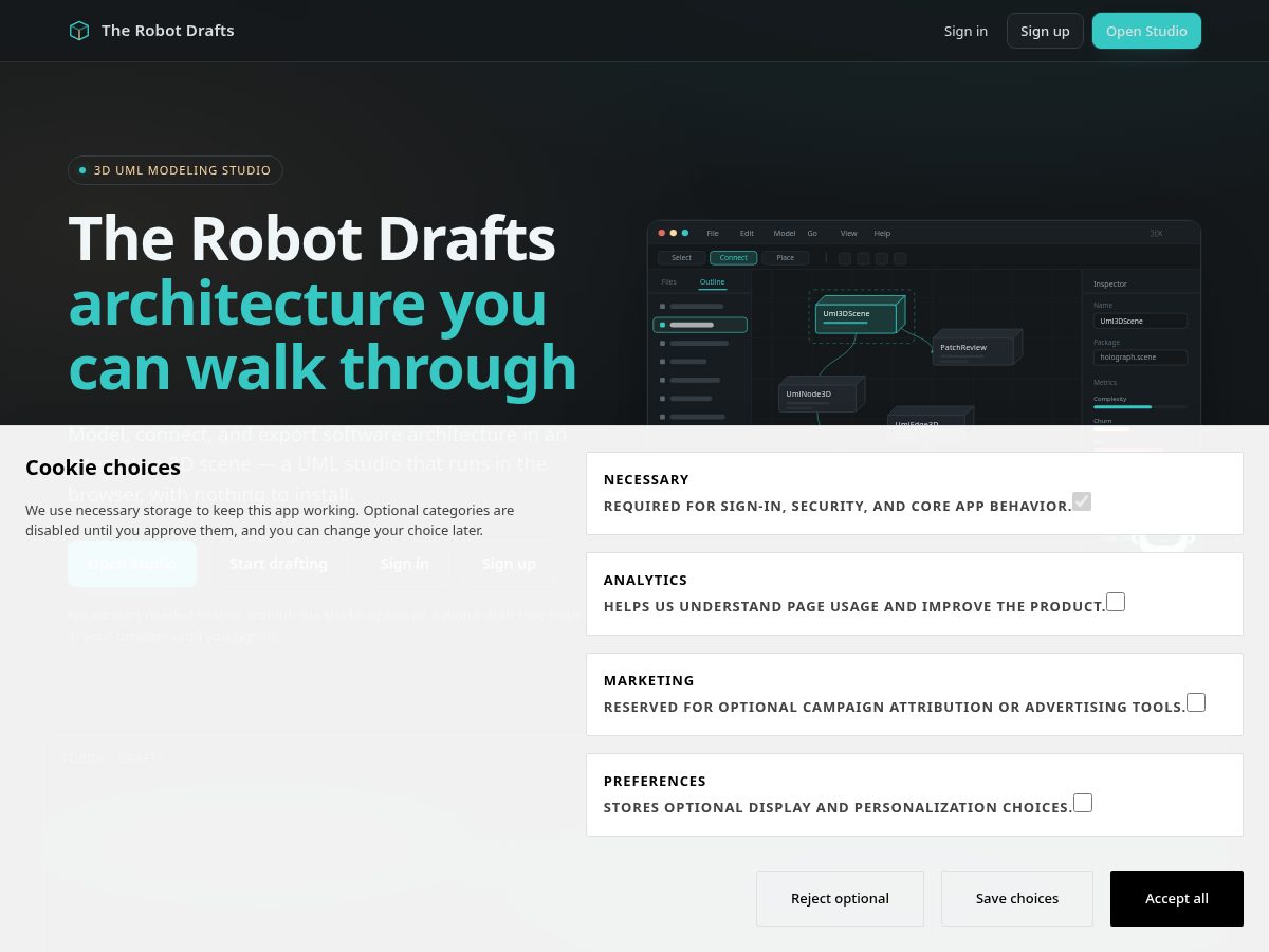 Landing-page snapshot of draftamo.com