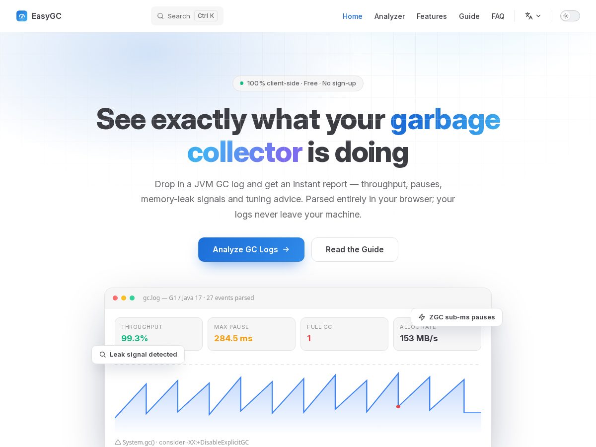 Landing-page snapshot of easygc.org