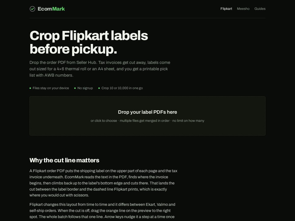 Landing-page snapshot of ecommark.com