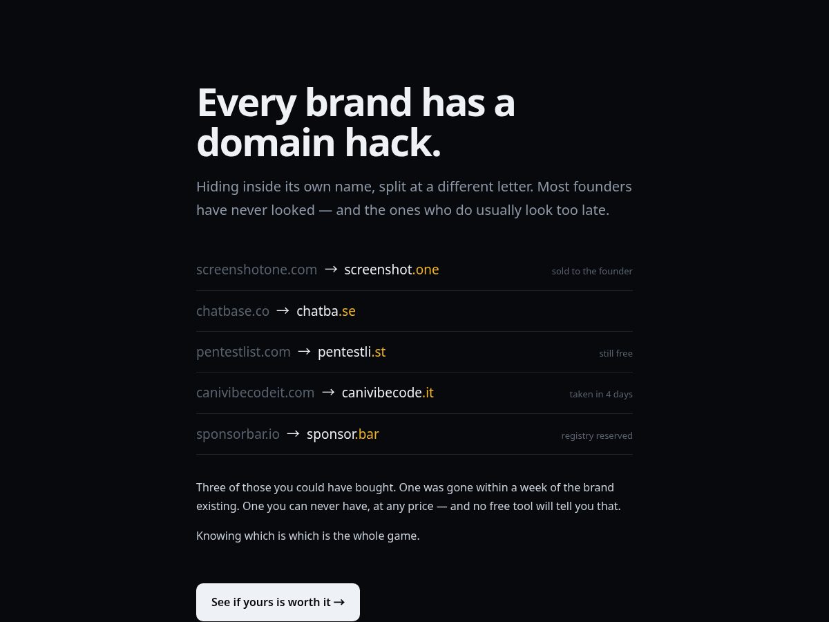 Landing-page snapshot of everybrandhasahack.com