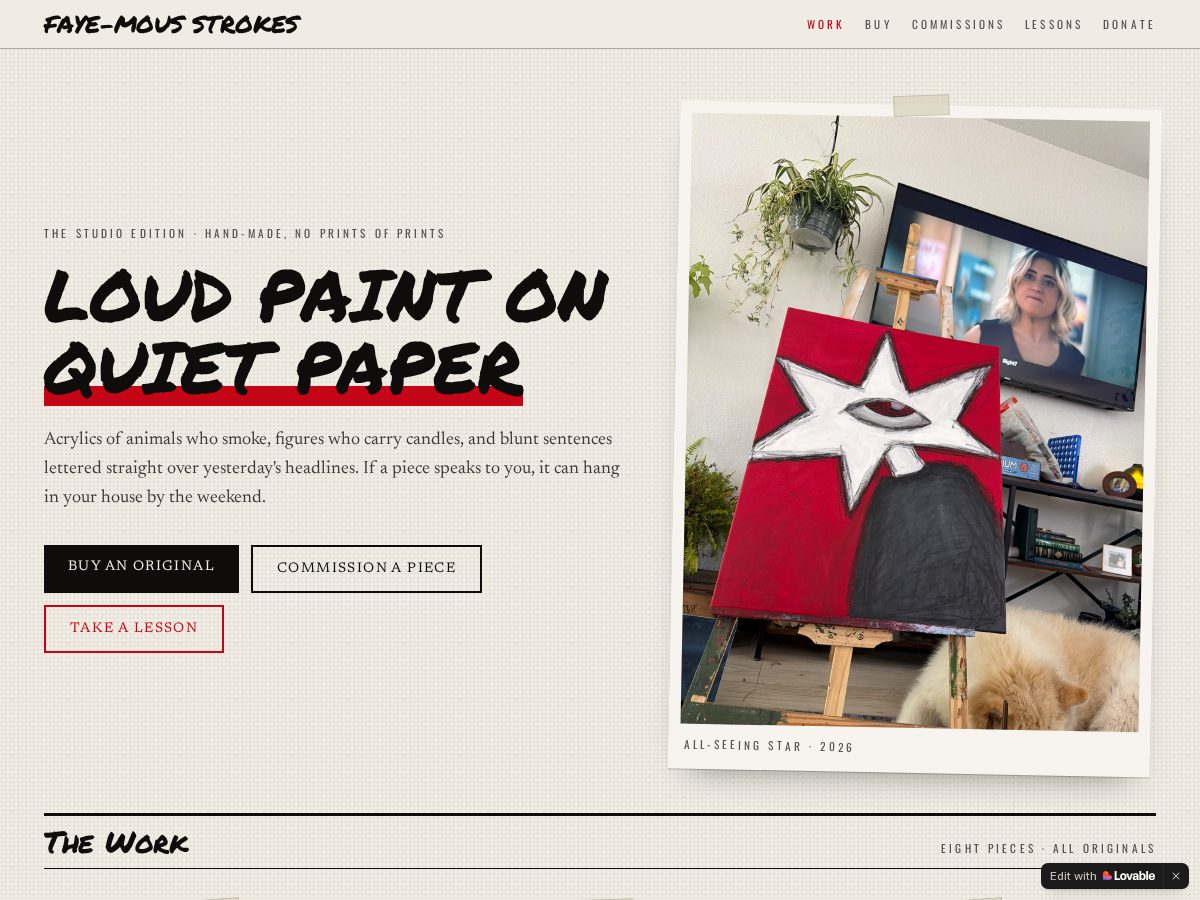 Landing-page snapshot of fayemousstrokes.com