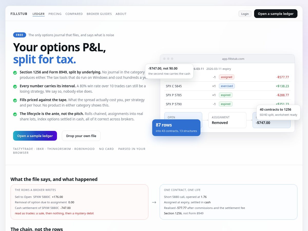 Landing-page snapshot of fillstub.com