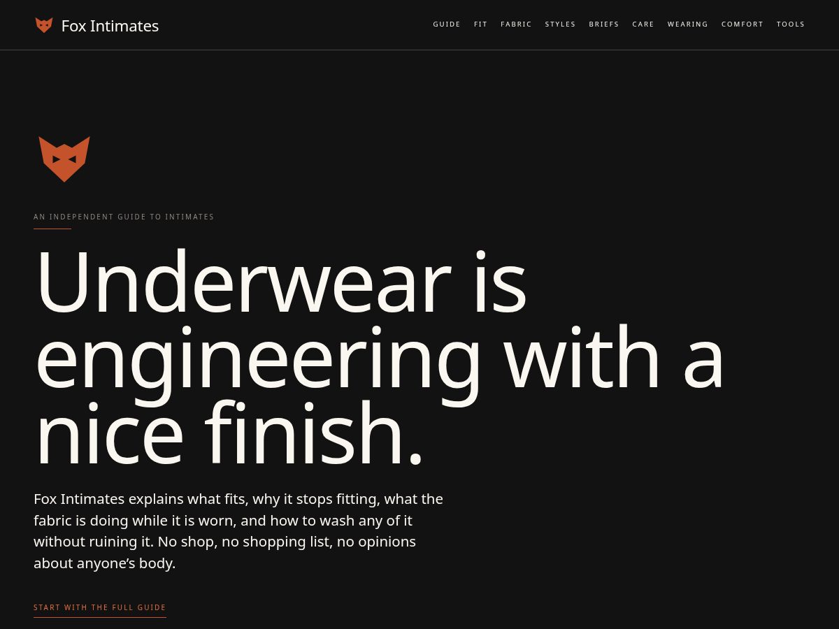 Landing-page snapshot of foxintimates.com