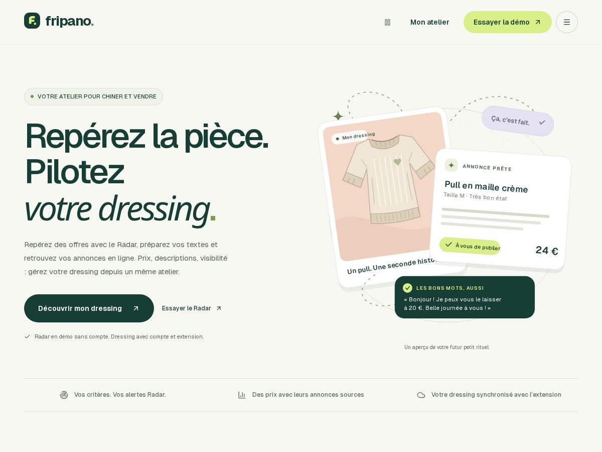 Landing-page snapshot of fripano.com