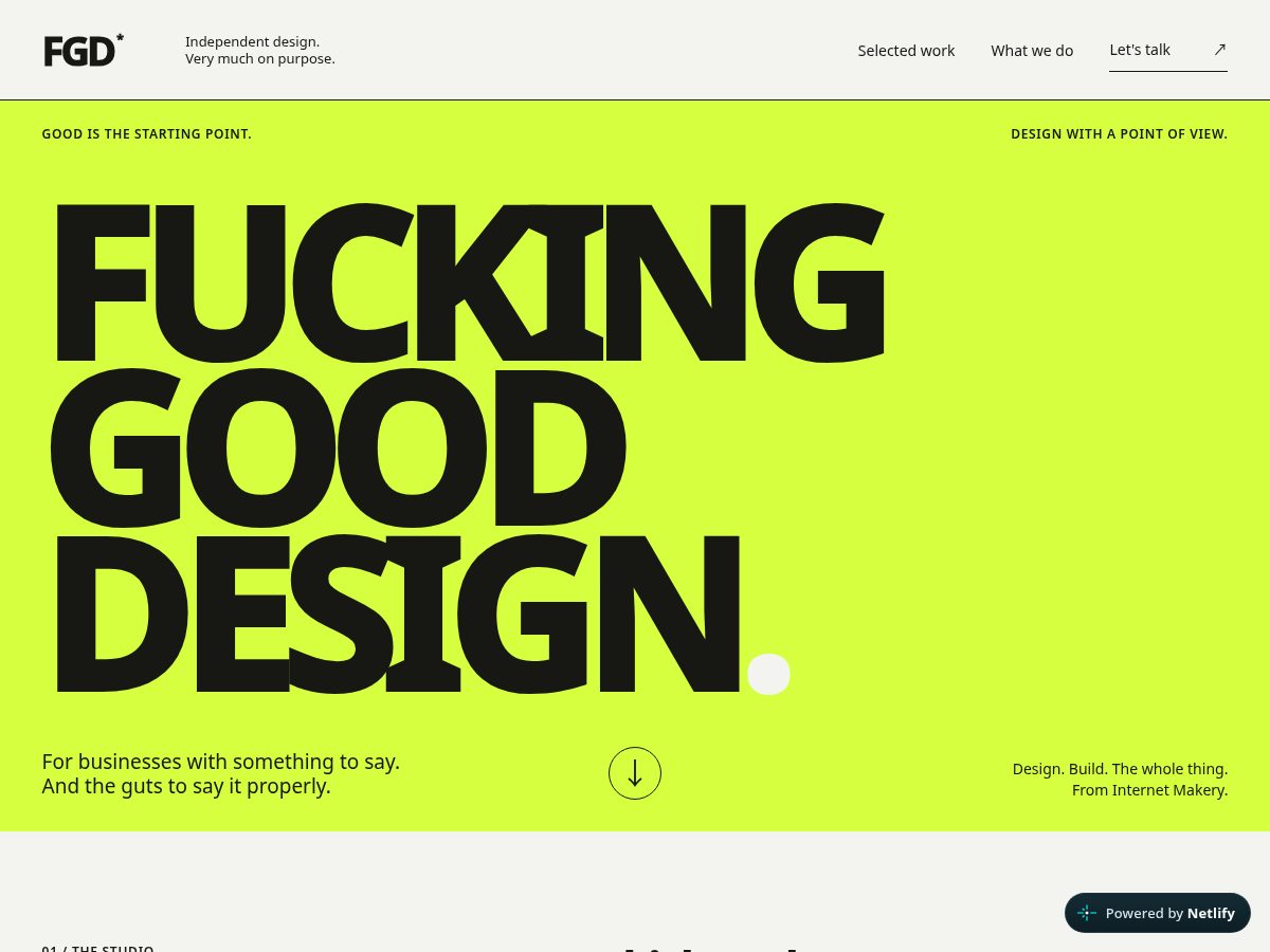 Landing-page snapshot of fuckinggooddesign.com