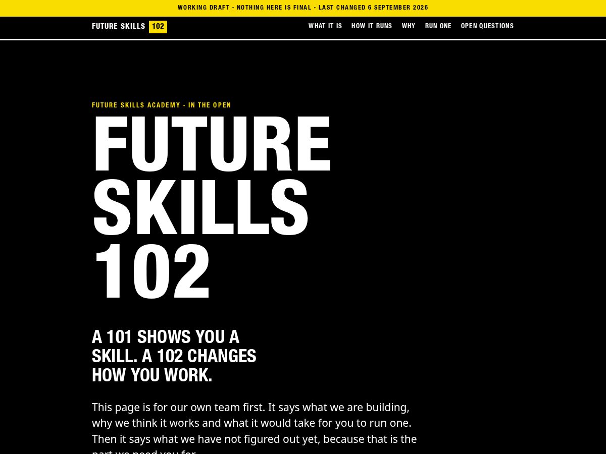 Landing-page snapshot of futureskills102.com